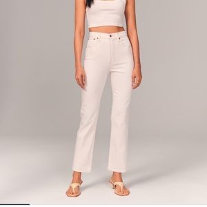 Abercrombie Ultra High Rise Ankle Straight Jean in Cream
